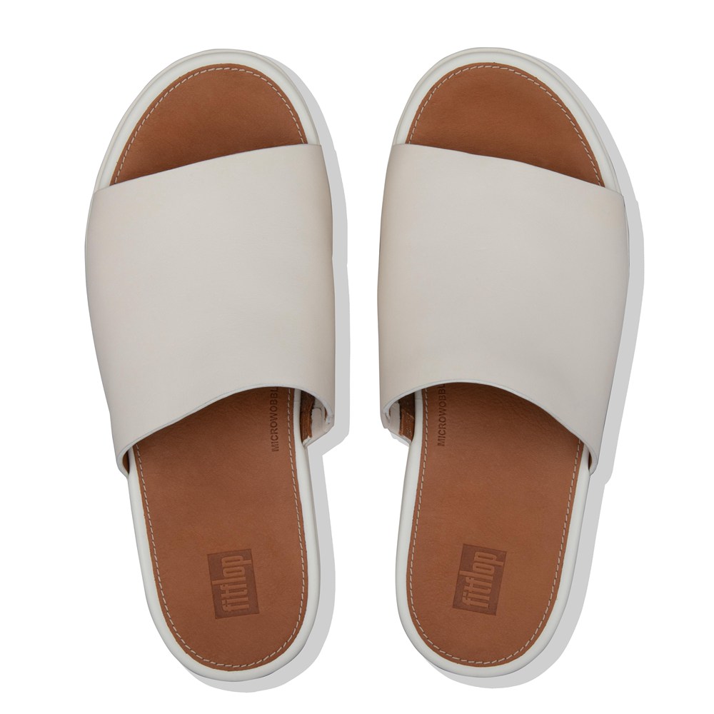 Fitflop Womens Wedge White - Eloise Leather Slides - 17VJMQKOS